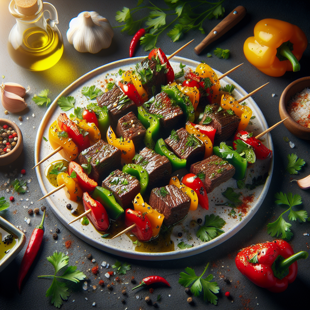 Air-Fryer Chimichurri Beef & Sweet Pepper Skewers (Gluten-Free, 12-Minute Recipe)