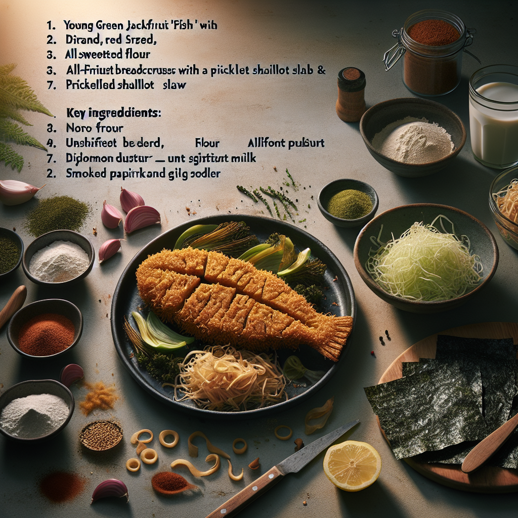 Air-Fryer Jackfruit 'Fish' with Nori-Crust & Pickled Shallot Slaw (Vegetarian, 35-Minute Recipe)