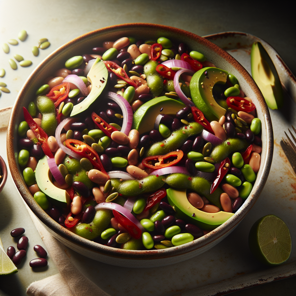Chili-Lime Edamame & Black Bean Salad with Avocado and Toasted Pepitas