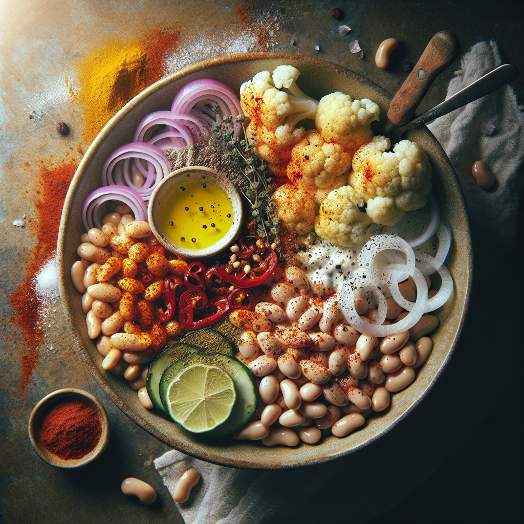 Chili-Spiced White Bean & Roasted Cauliflower Bowl with Lemon-Tahini Drizzle
