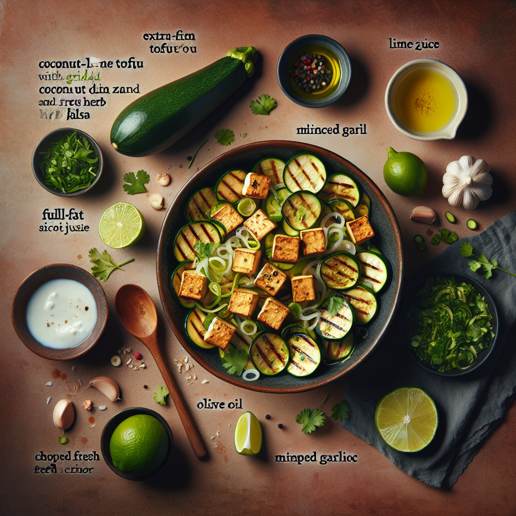 Coconut-Lime Tofu with Grilled Zucchini and Fresh Herb Salsa