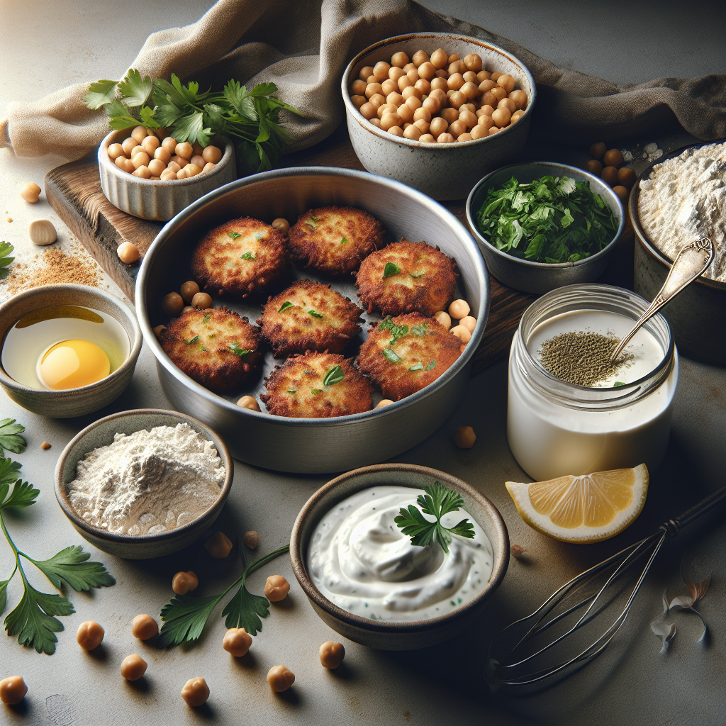 Crispy Chickpea & Lemon-Parsley Fritters with Herbed Yogurt Dip