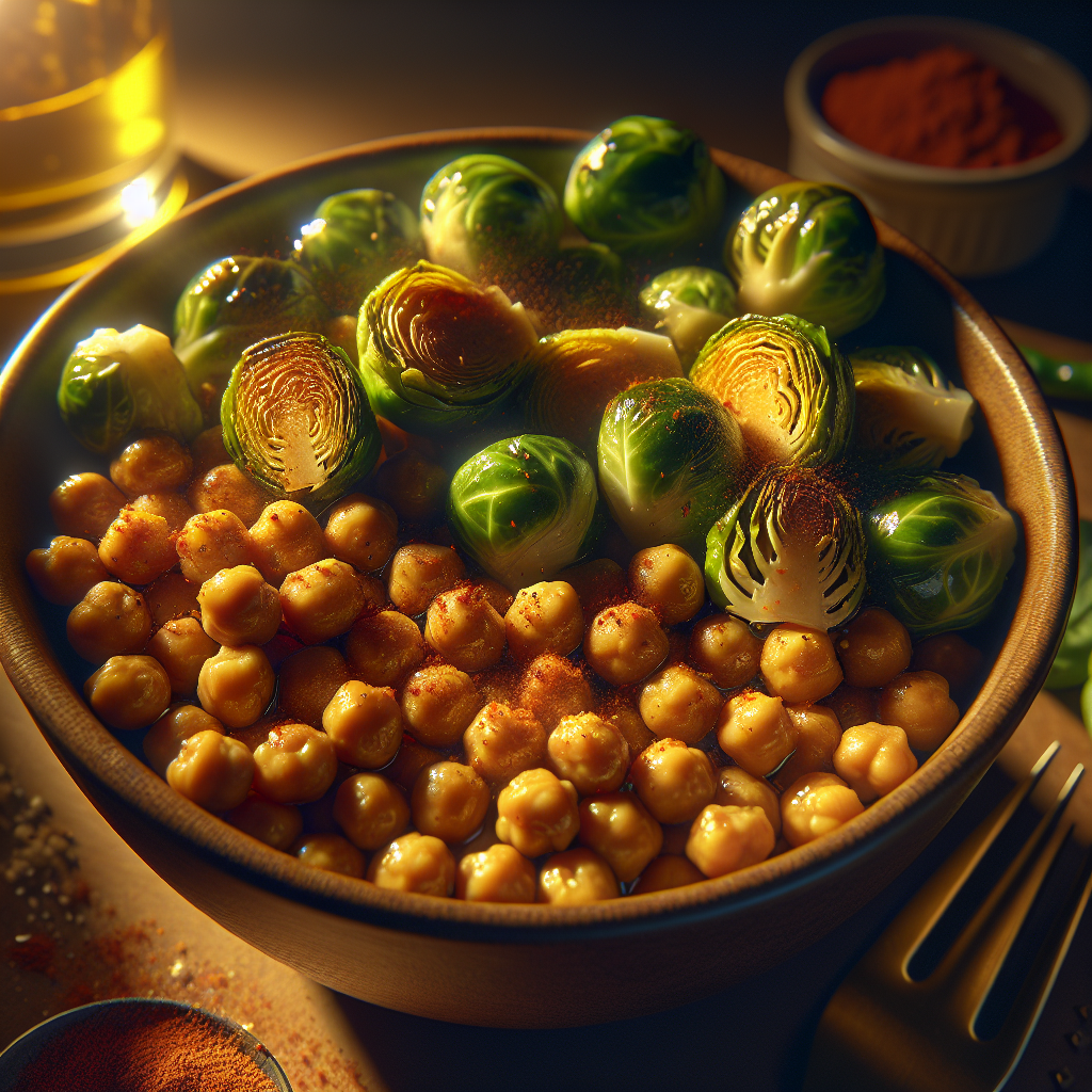 Crispy Chickpea & Roasted Brussels Sprouts Bowl with Lemon-Tahini Sauce