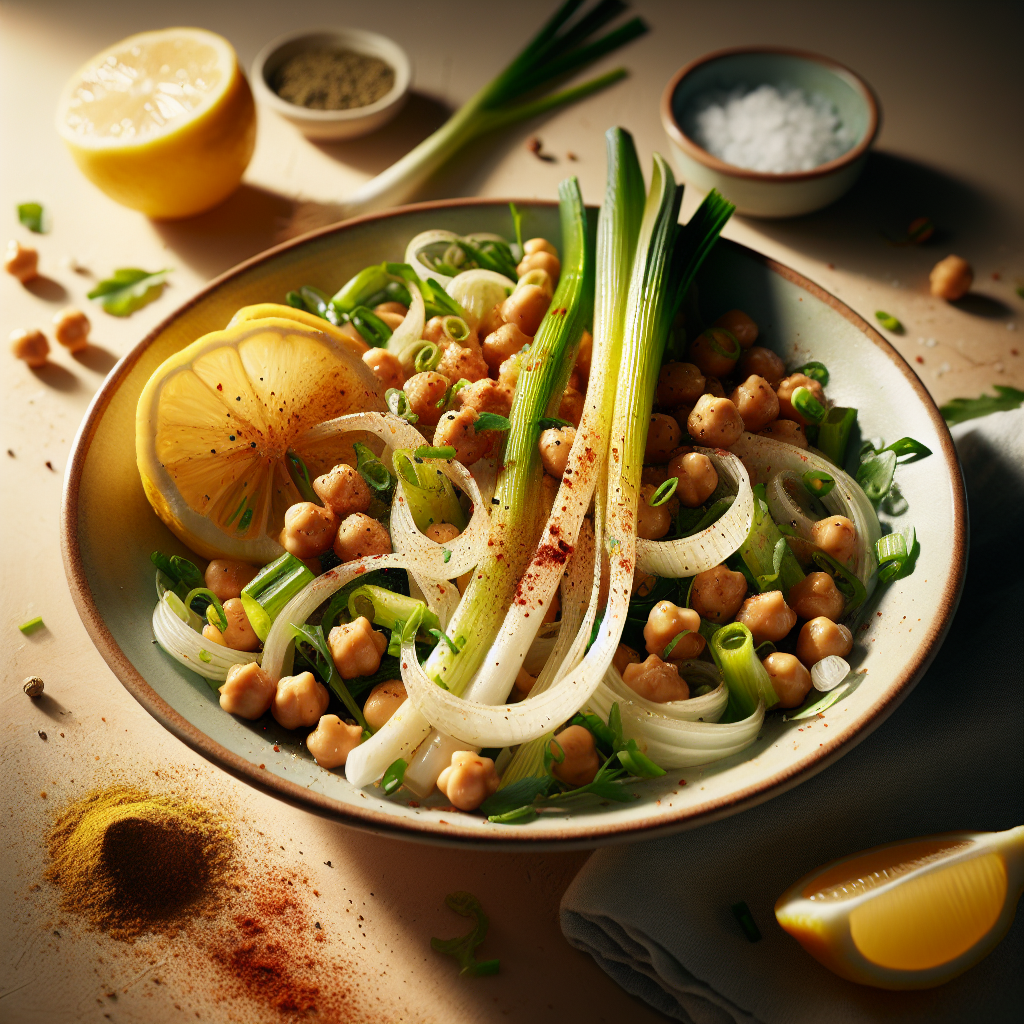 Crispy Chickpea & Roasted Leek Salad with Lemon-Tarragon Vinaigrette