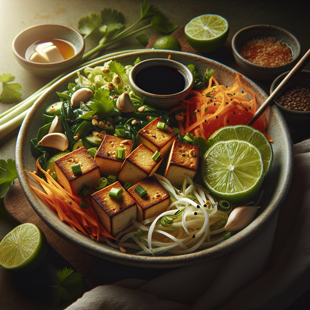 Crispy Lemongrass Tofu with Vietnamese Herb Salad and Lime Dressing