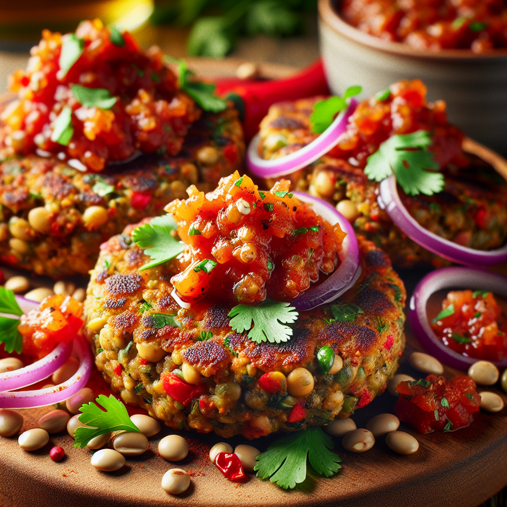 Crispy Lentil & Herb Patties with Spicy Tomato Relish (Vegan, 30-Minute)