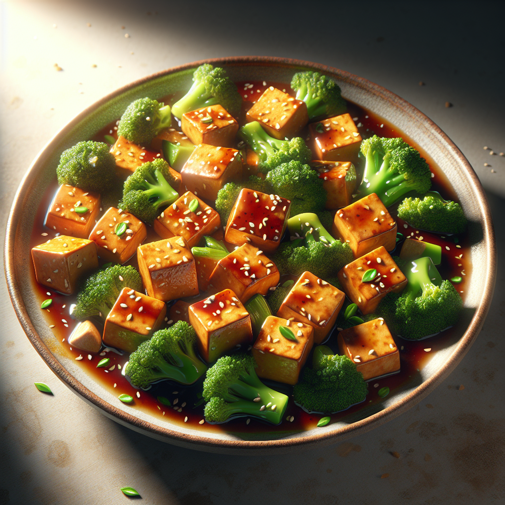 Crispy Tofu and Broccoli Stir-Fry with Sweet Sesame-Ginger Sauce