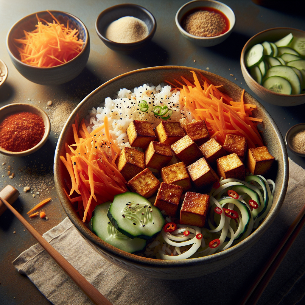 Crispy Tofu Banh Mi Bowls with Pickled Veggies and Sriracha Mayo