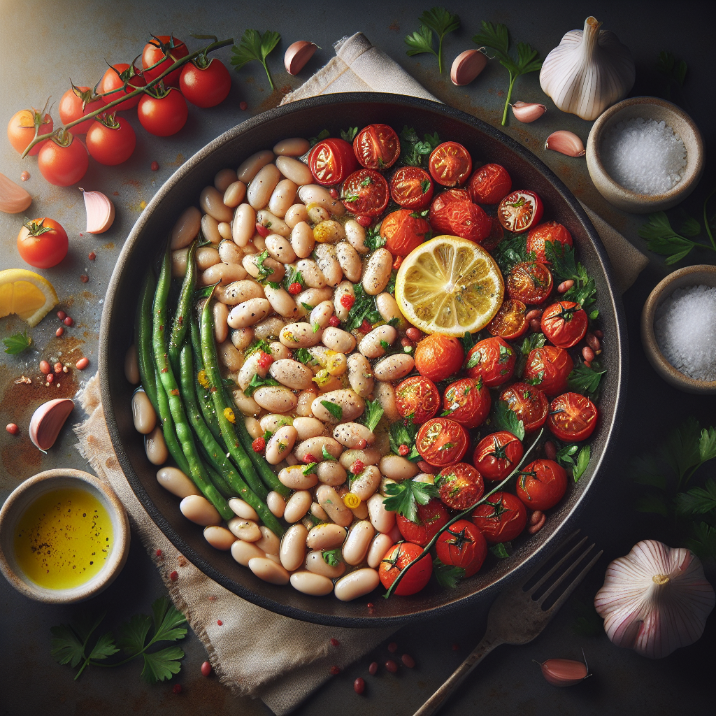 Garlic-Parsley White Bean & Roasted Tomato Skillet with Lemon Gremolata