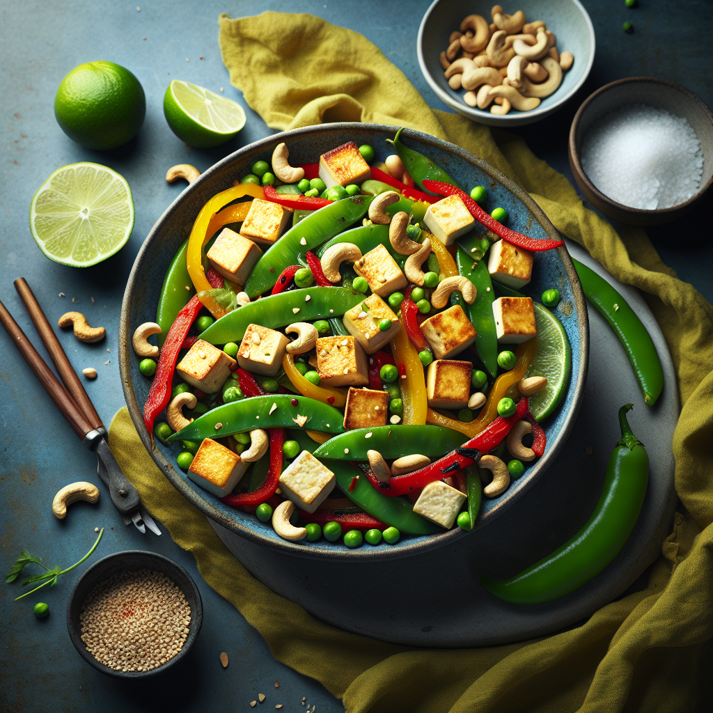 Ginger-Lime Tofu Stir-Fry with Sugar Snap Peas and Toasted Cashews