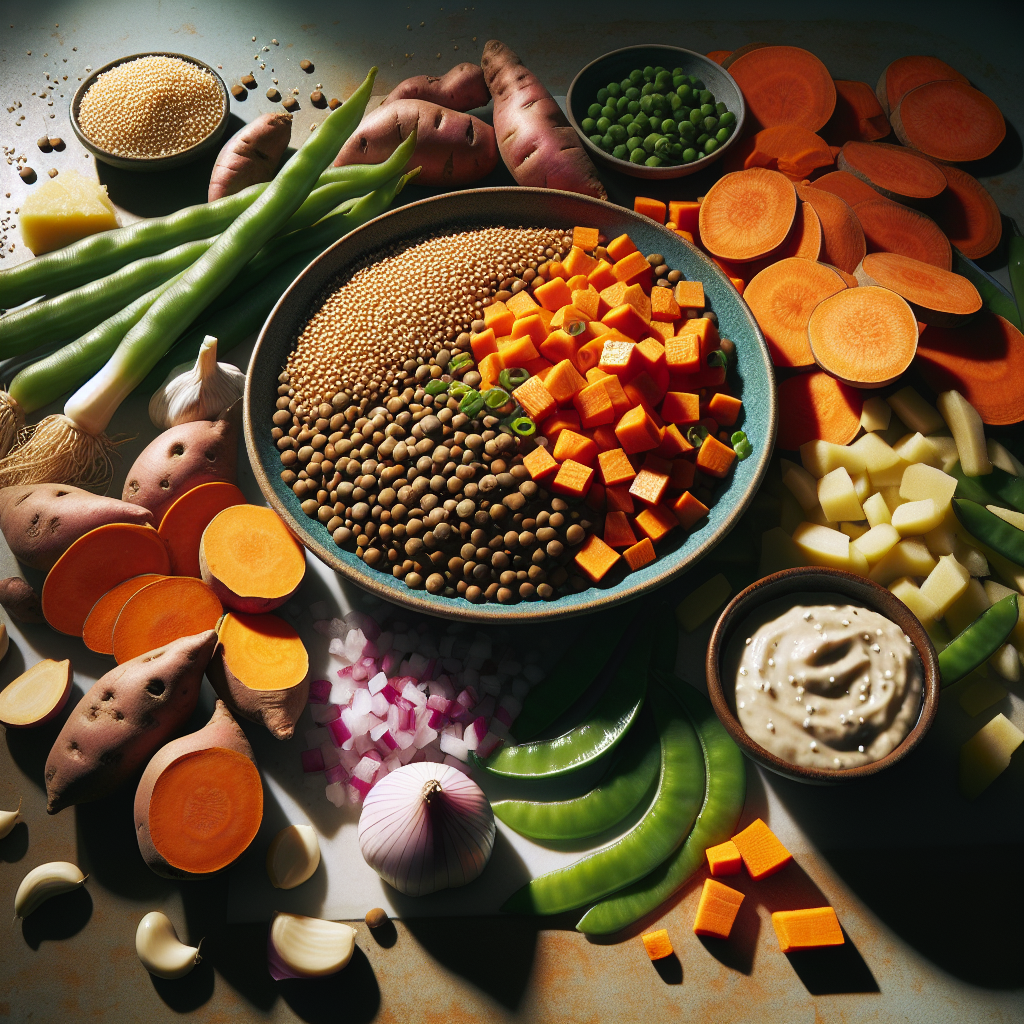 Ginger-Miso Lentil & Sweet Potato Stir-Fry with Sesame Snap Peas