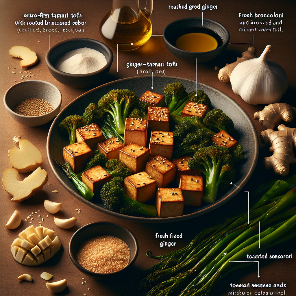 Ginger-Tamari Tofu with Roasted Broccolini and Toasted Sesame Seeds