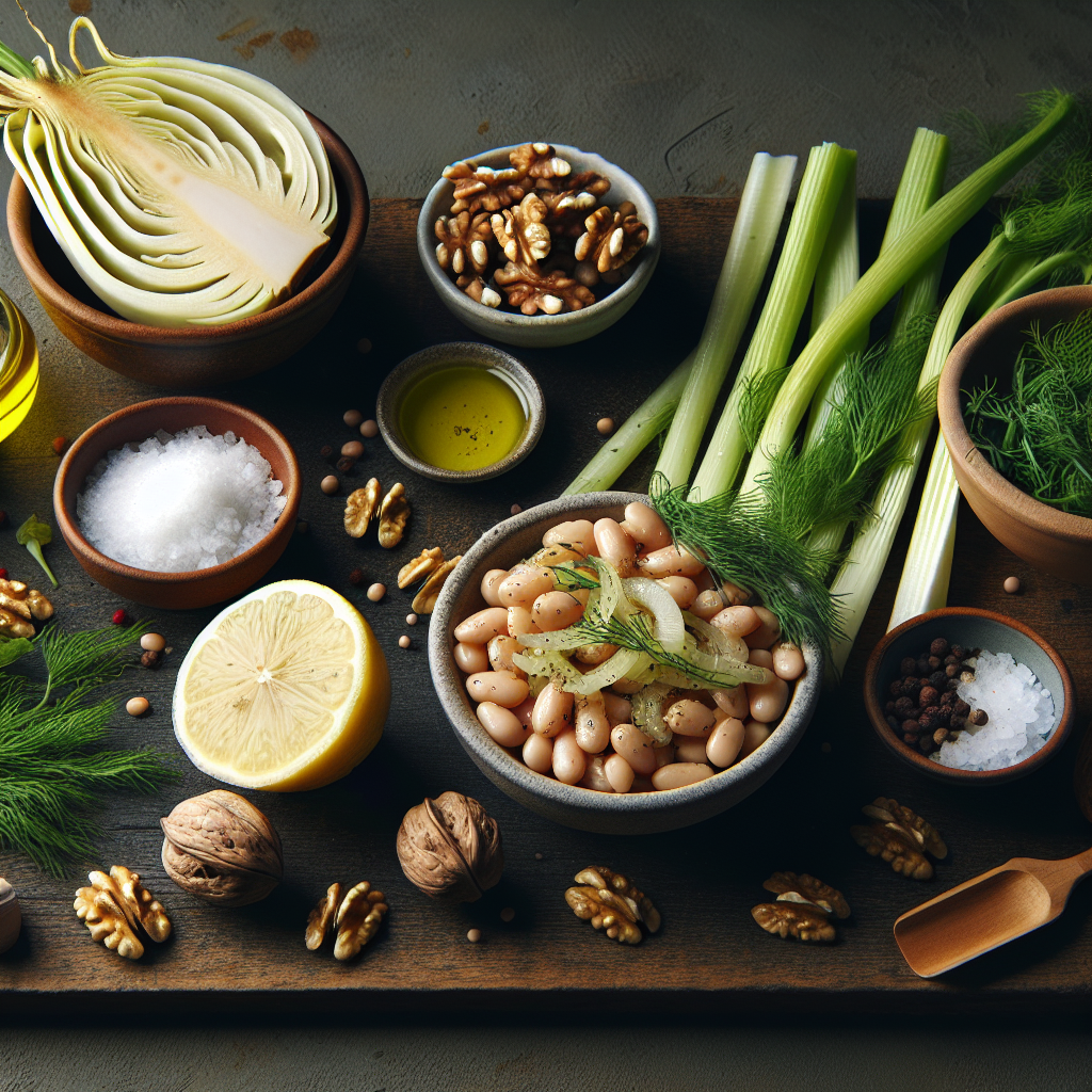 Lemon-Dill Cannellini Bean & Roasted Fennel Salad with Toasted Walnuts