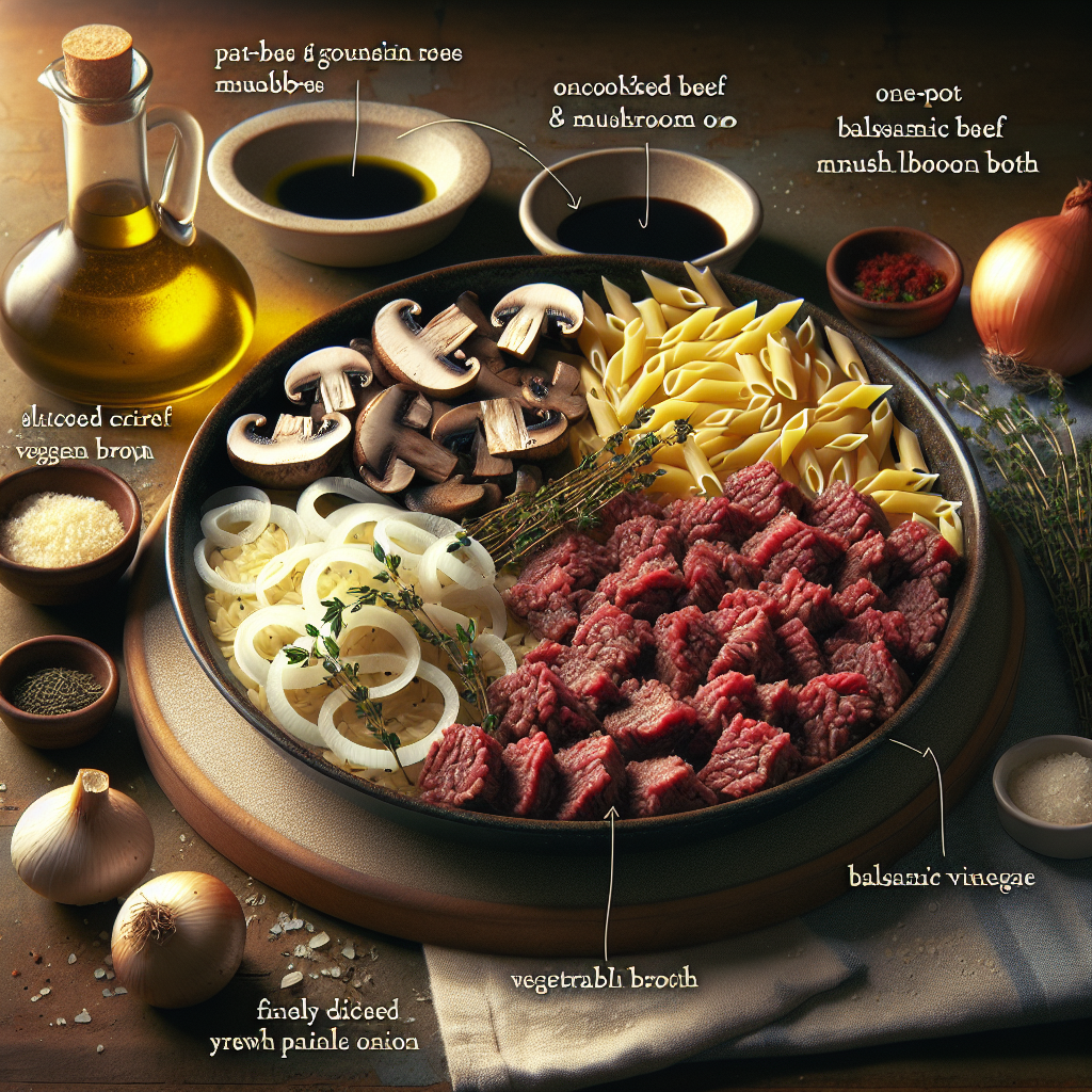 One-Pot Balsamic Beef & Mushroom Orzo with Fresh Thyme (20-Minute Recipe)