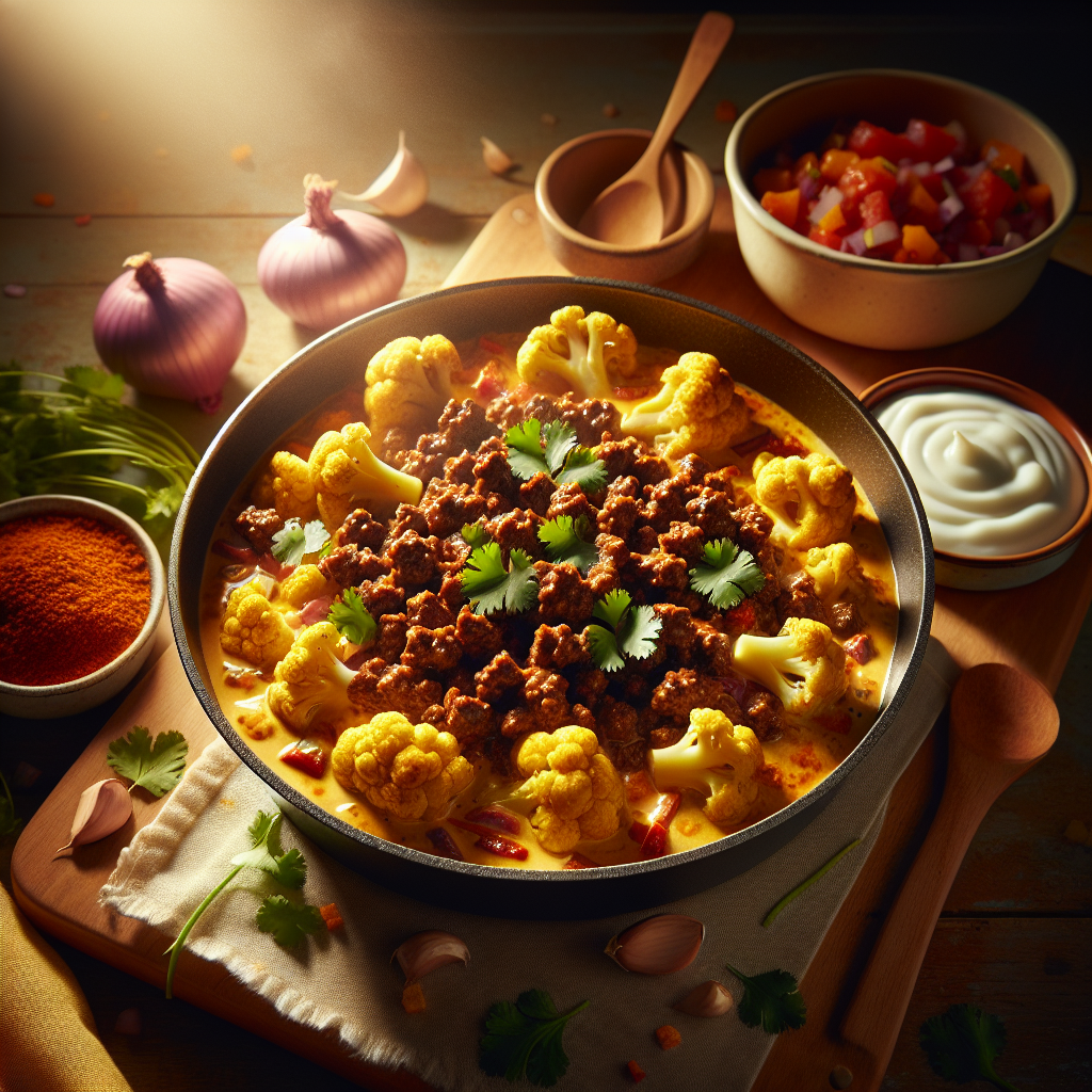One-Pot Beef & Roasted Cauliflower Curry with Fresh Cilantro (20-Minute Recipe)