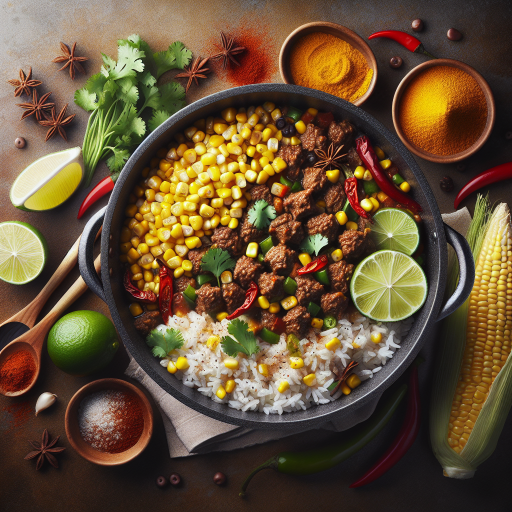 One-Pot Chili-Lime Beef & Corn Skillet with Cilantro Rice (20-Minute Recipe)