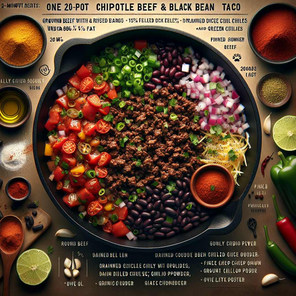 One-Pot Chipotle Beef & Black Bean Taco Skillet (20-Minute Recipe)