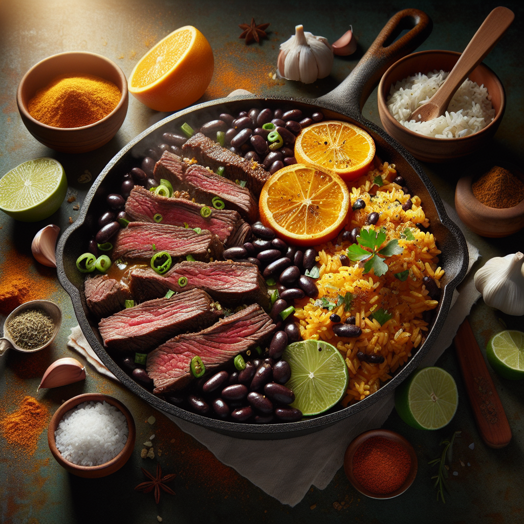 One-Pot Cuban Mojo Beef & Black Bean Skillet with Citrus Rice