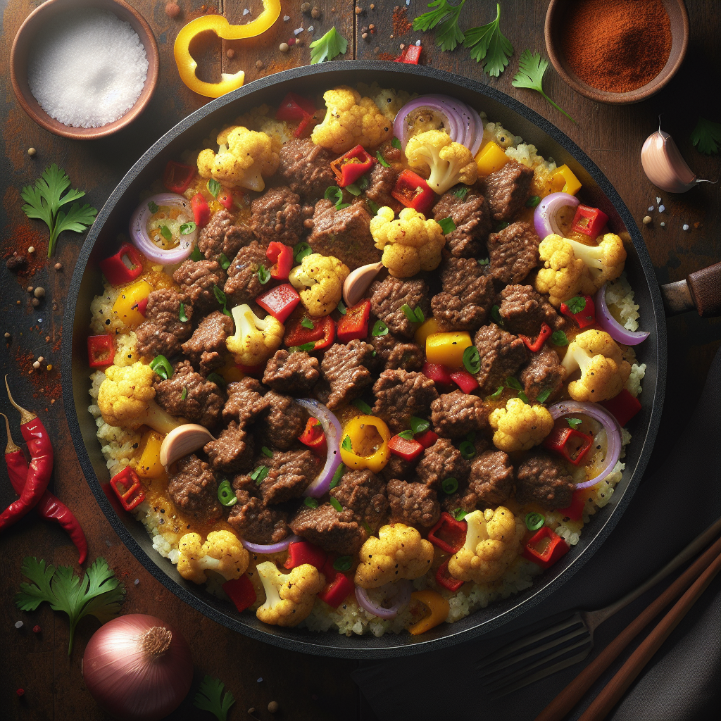One-Pot Curried Beef & Cauliflower Rice Skillet (Gluten-Free, 20-Minute Recipe)