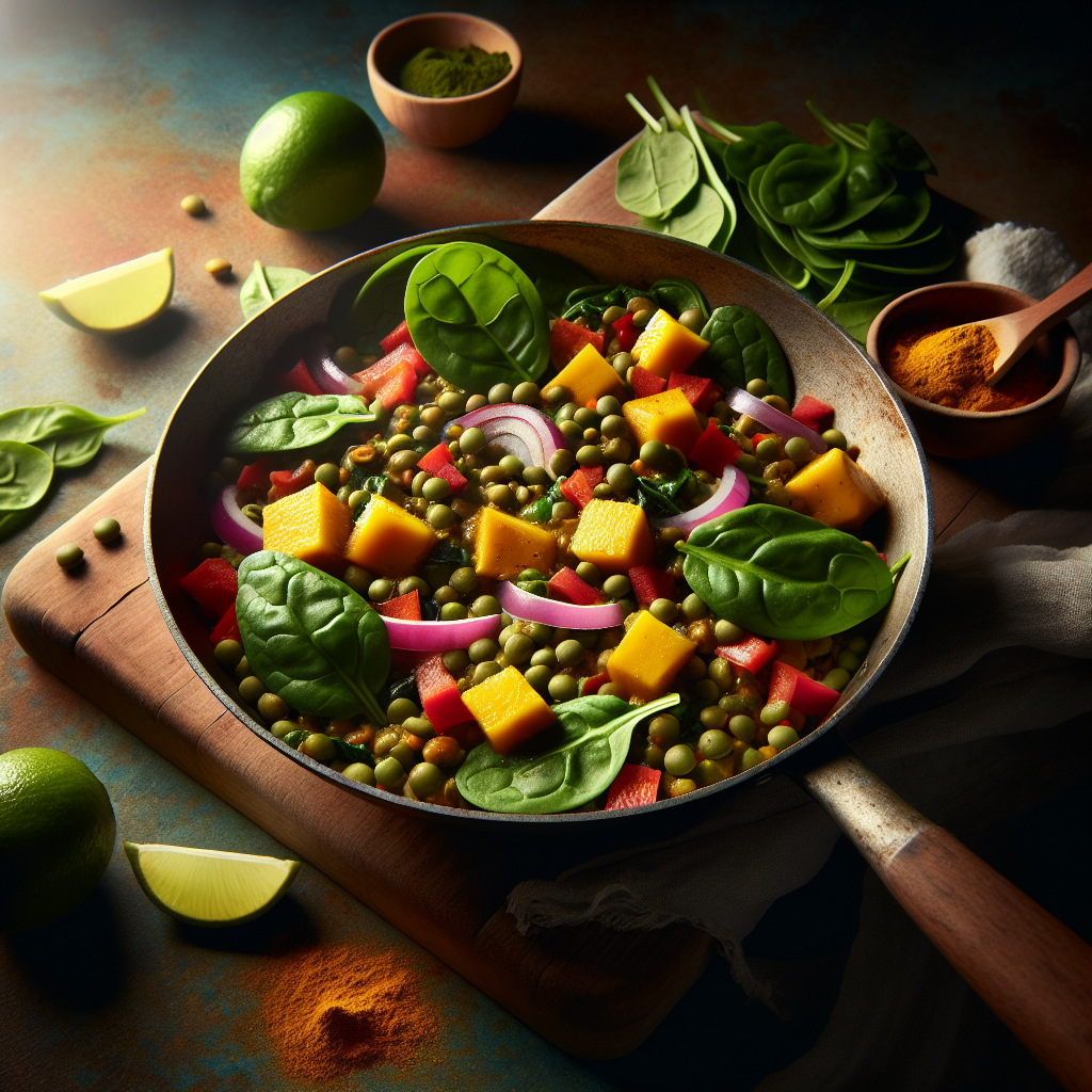 One-Pot Curried Green Lentil & Mango Stir-Up (15-Minute Vegetarian Skillet)
