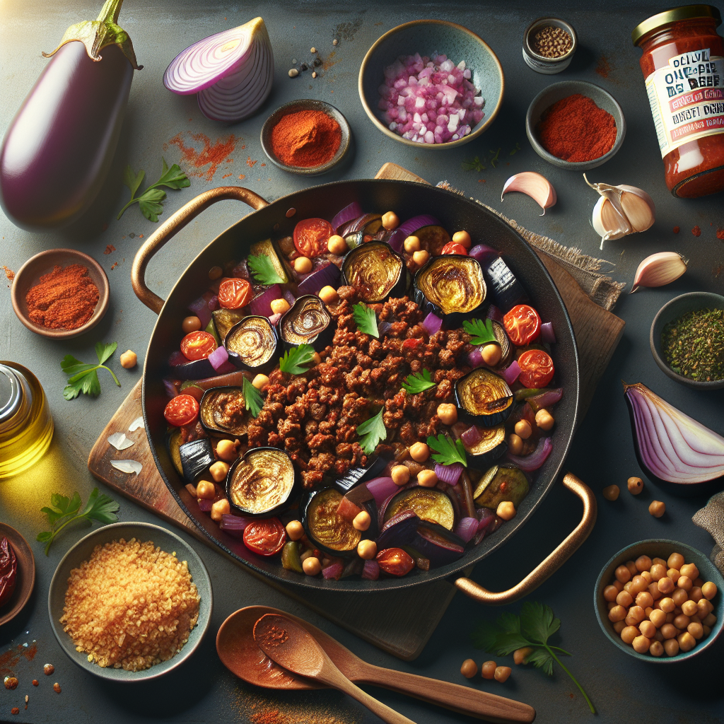 One-Pot Harissa Beef & Roasted Eggplant Skillet (Gluten-Free, 20-Minute Recipe)