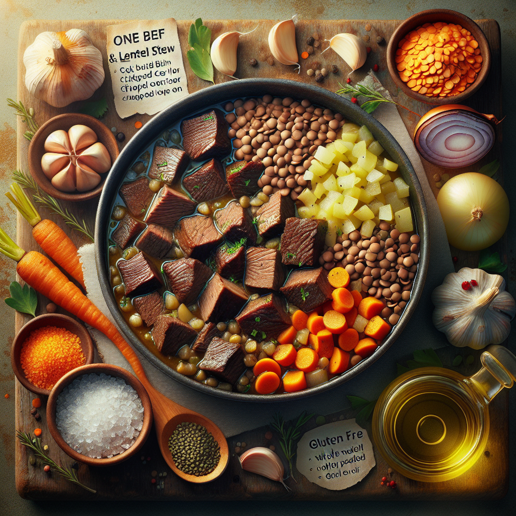 One-Pot Herbed Beef & Lentil Stew with Roasted Garlic (Gluten-Free)