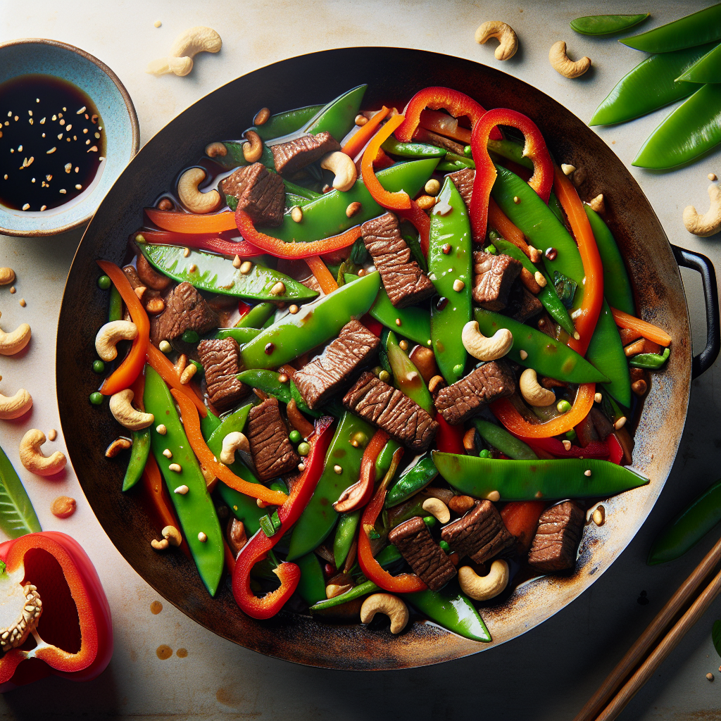 One-Pot Hoisin Beef & Snow Pea Stir-Fry with Toasted Cashews