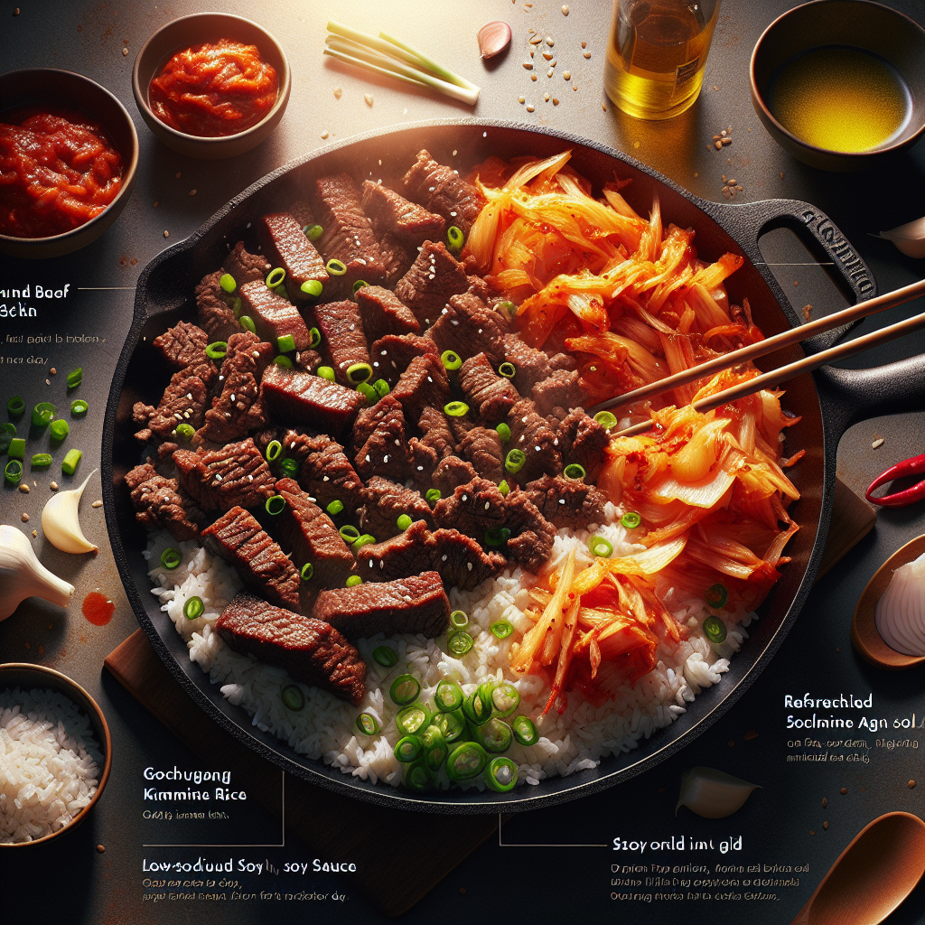 One-Pot Korean Gochujang Beef & Kimchi Rice Skillet (18-Minute Recipe)