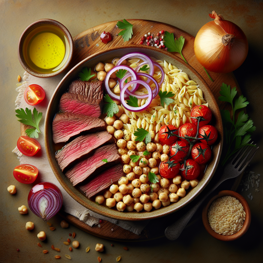 One-Pot Mediterranean Beef & Chickpea Orzo with Lemon-Herb Drizzle