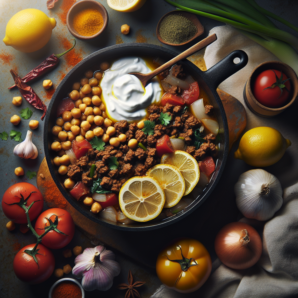 One-Pot Mediterranean Beef & Chickpea Stew with Lemon-Herb Yogurt