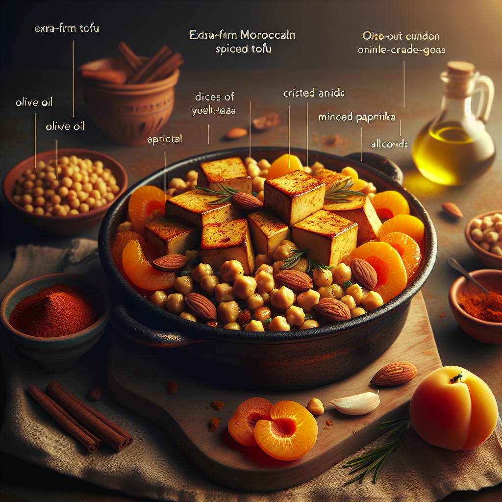 One-Pot Moroccan-Spiced Tofu with Apricots, Chickpeas & Almonds (Gluten-Free, 45-Minute Recipe)