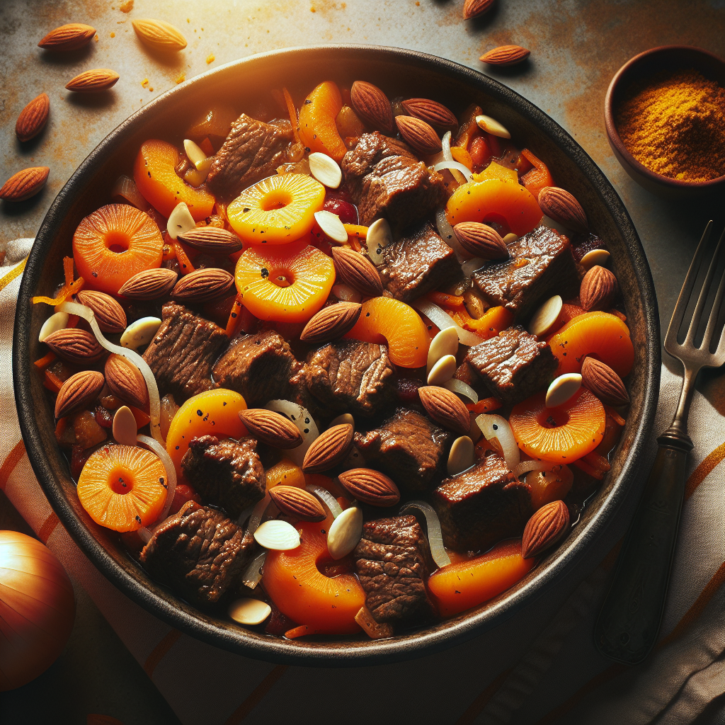 One-Pot Persian Beef & Apricot Stew with Toasted Almonds (20-Minute Recipe)