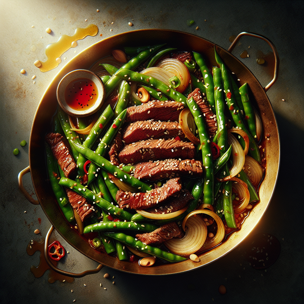 One-Pot Spicy Beef & Green Bean Stir-Fry with Toasted Sesame Seeds
