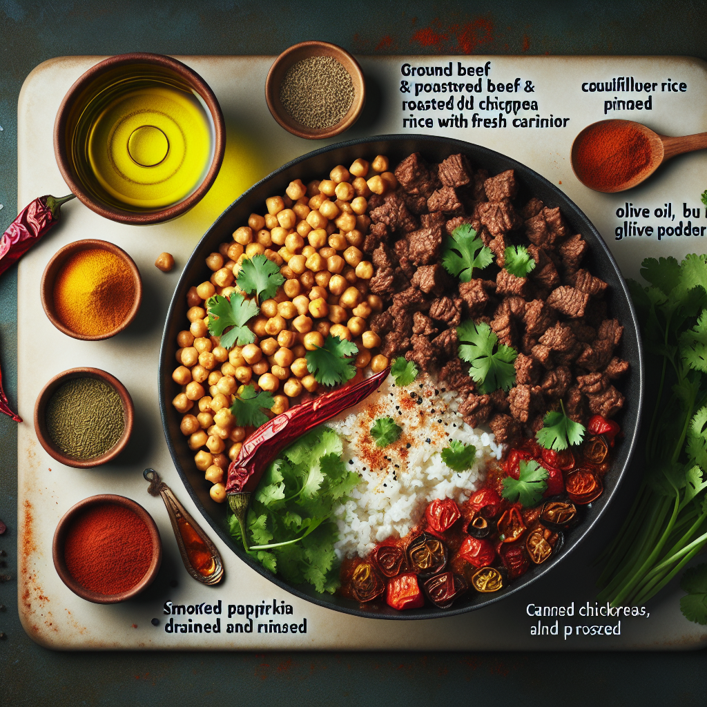 One-Pot Spicy Beef & Roasted Chickpea Rice with Fresh Cilantro