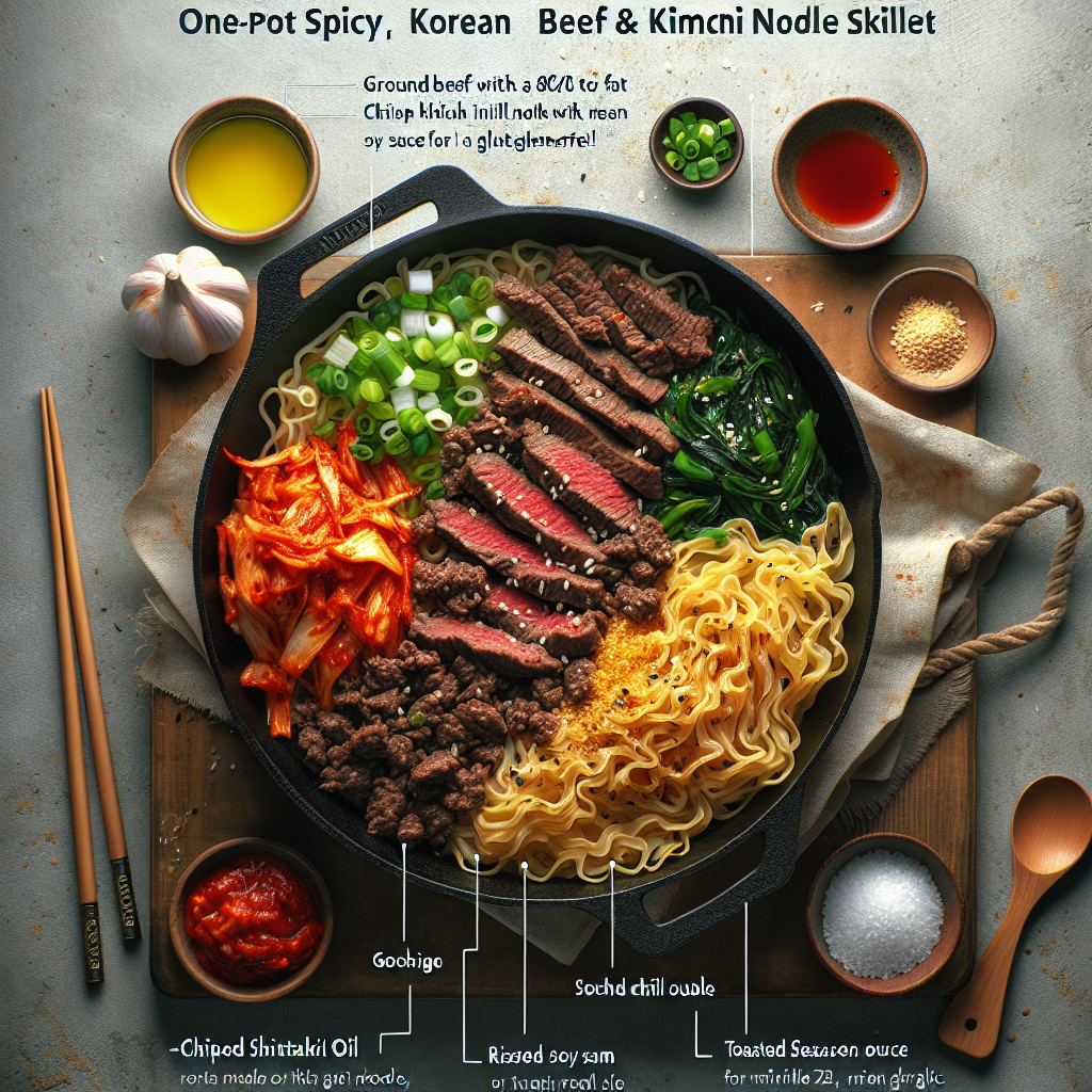 One-Pot Spicy Korean Beef & Kimchi Noodle Skillet (20-Minute Recipe)