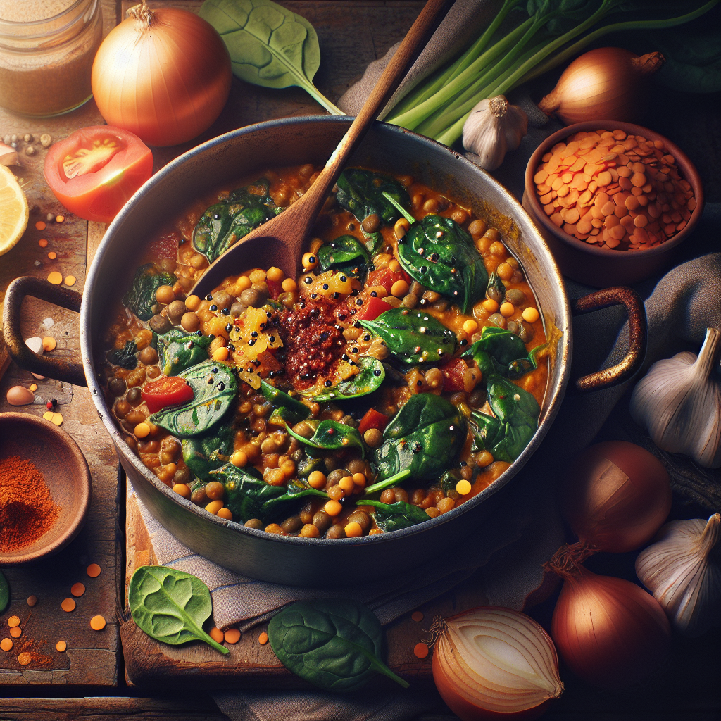 One-Pot Spicy Lentil & Spinach Curry (15-Minute Vegetarian Recipe)