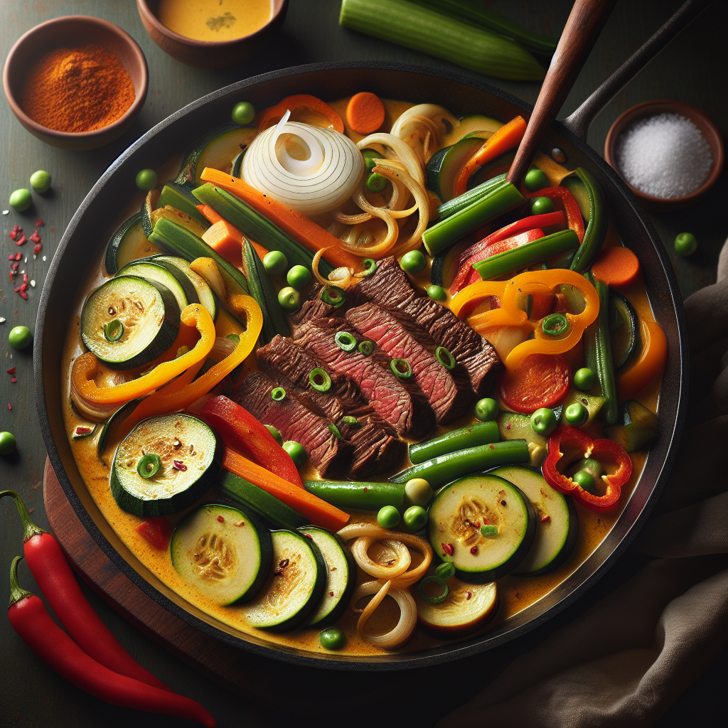 One-Pot Thai Green Curry Beef & Veggie Skillet (Gluten-Free, 18-Minute Recipe)