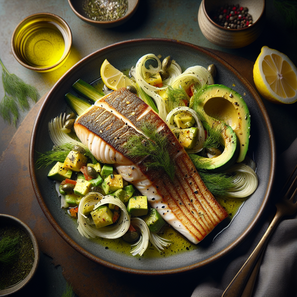 Pan-Seared Barramundi with Warm Fennel-Avocado Salsa (Keto, 18-Minute Recipe)