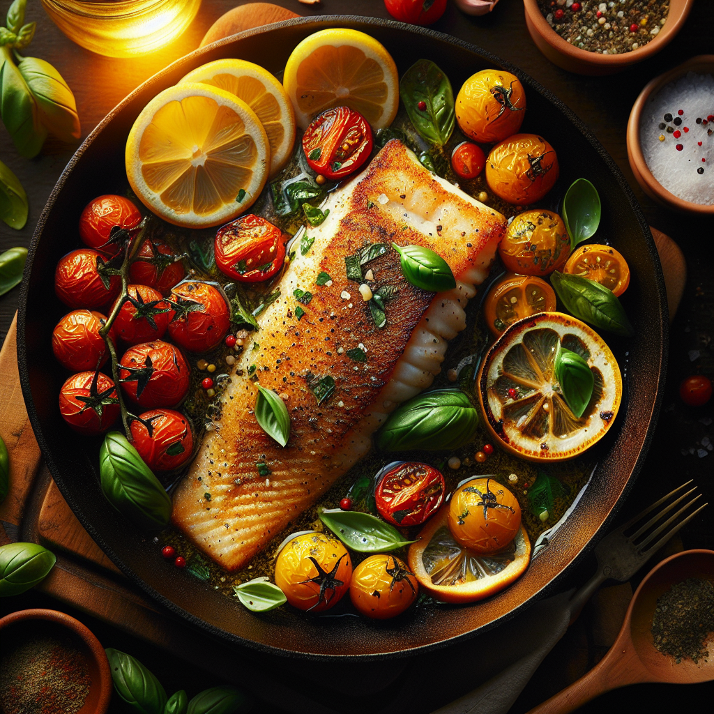 Pan-Seared Basil-Lemon Tilapia with Roasted Cherry Tomato Salsa