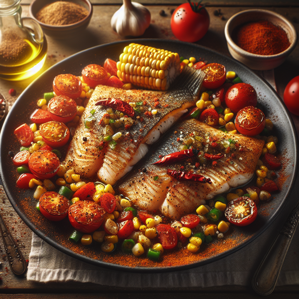 Pan-Seared Cumin-Spiced Tilapia with Roasted Tomato-Corn Salsa