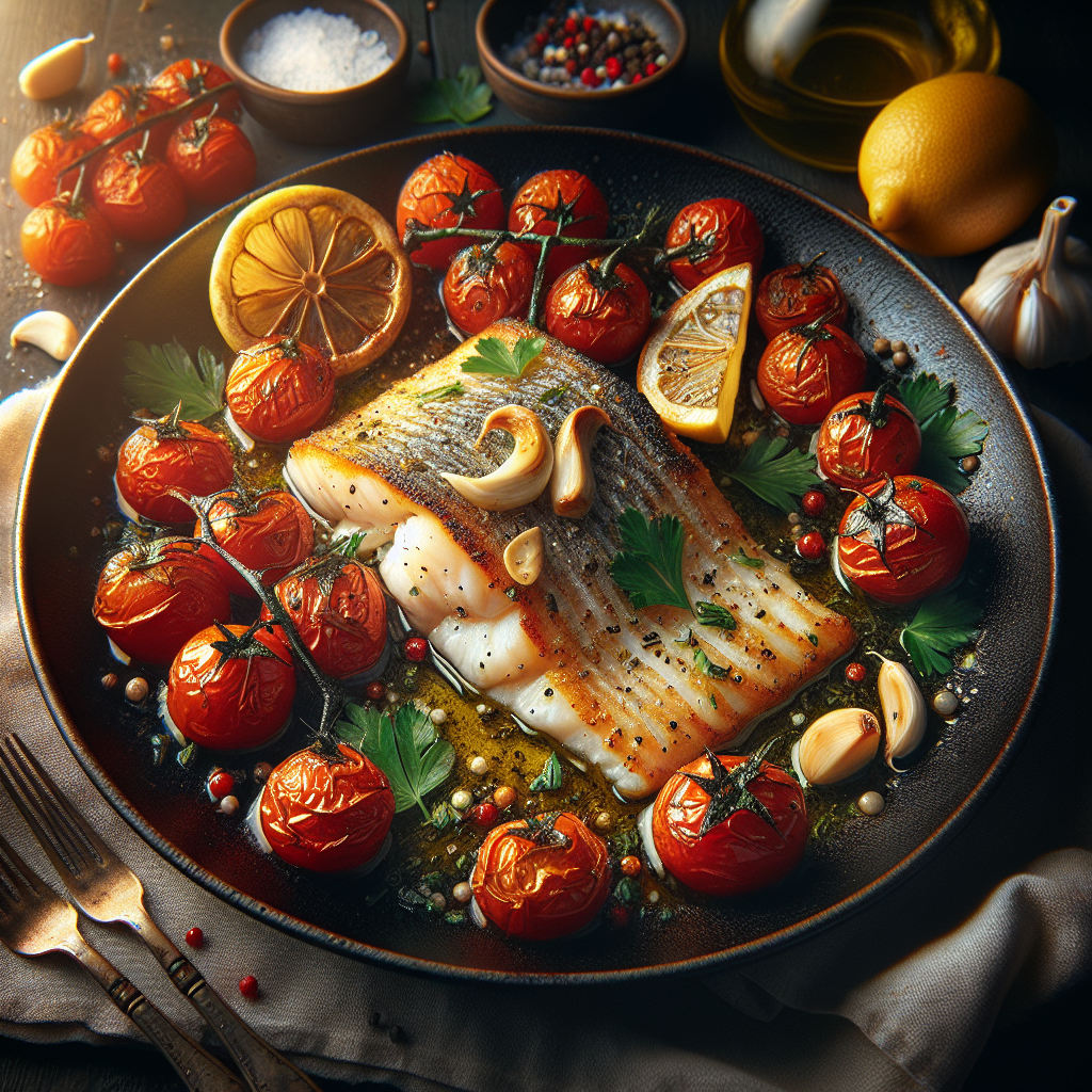 Pan-Seared Garlic-Herb Haddock with Roasted Cherry Tomato Medley