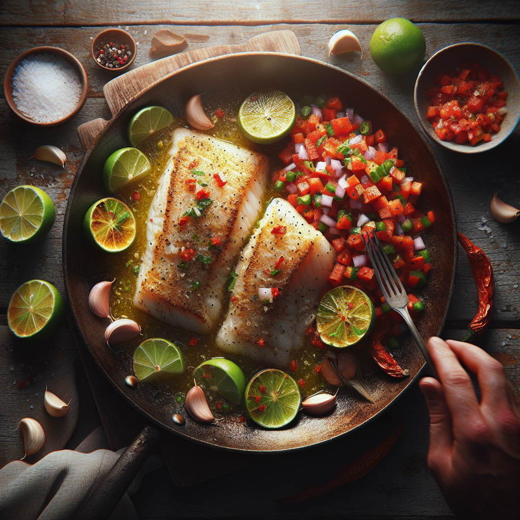 Pan-Seared Garlic-Lime Grouper with Roasted Red Pepper Salsa