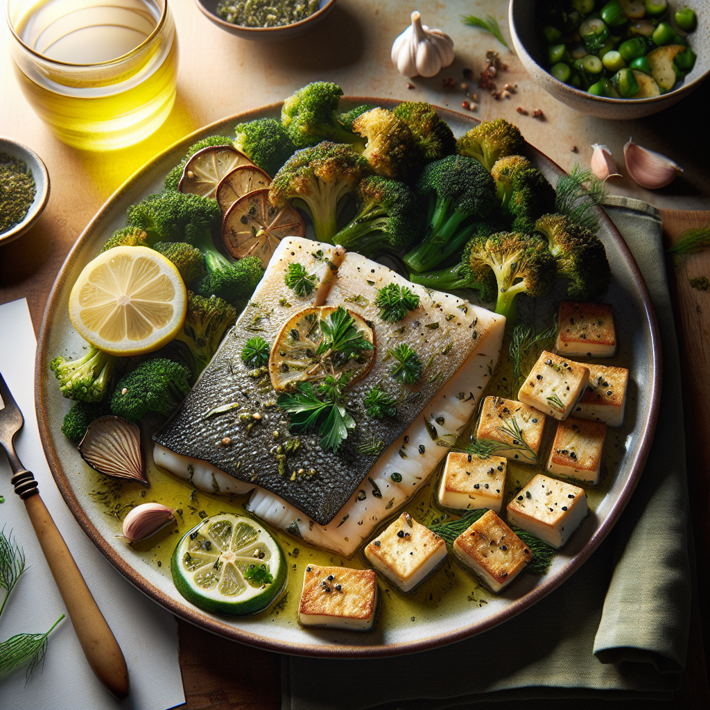 Pan-Seared Herbed Flounder with Lemon-Garlic Roasted Broccoli
