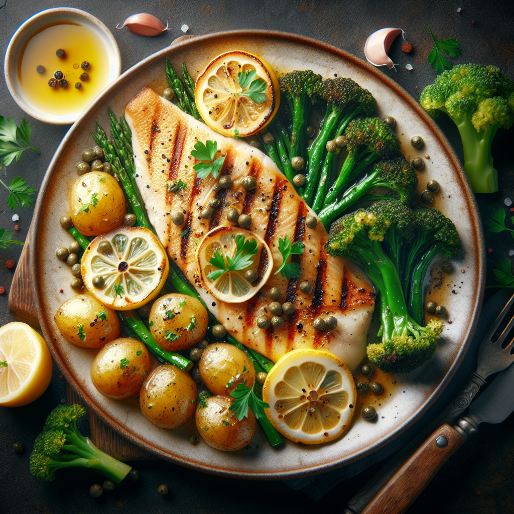 Pan-Seared Lemon-Caper Sole with Roasted Broccolini & Baby Potatoes
