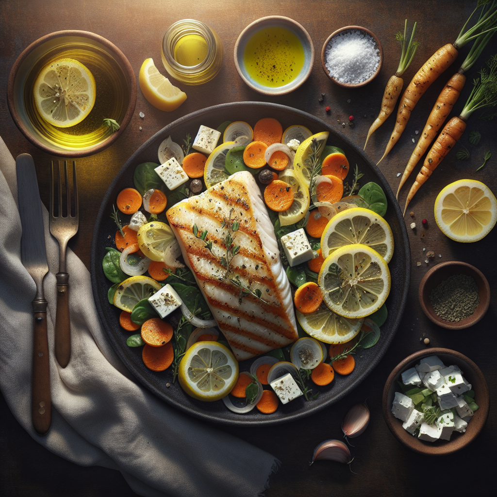 Pan-Seared Lemon-Oregano Haddock with Roasted Carrot & Feta Salad