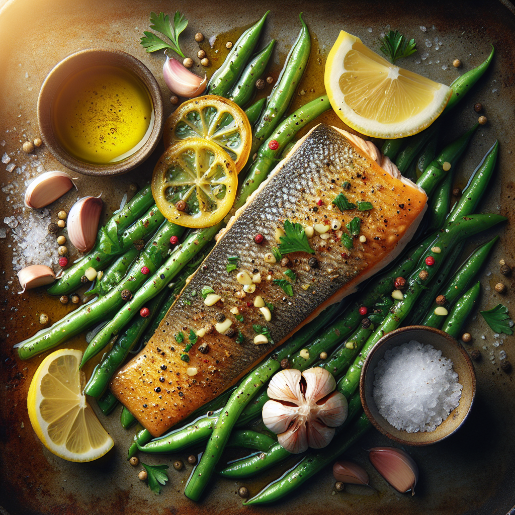 Pan-Seared Lemon-Pepper Trout with Roasted Garlic Green Beans