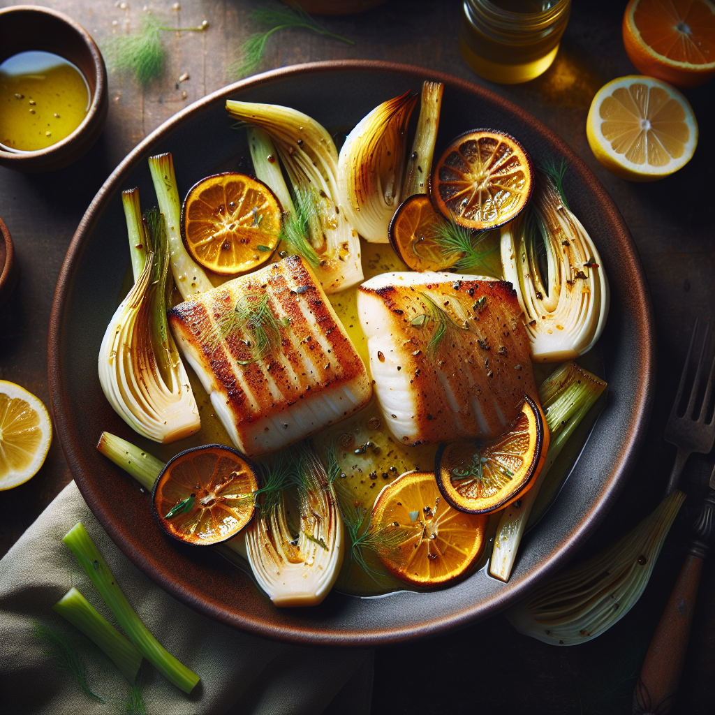 Pan-Seared Saffron Cod with Roasted Fennel & Citrus Vinaigrette