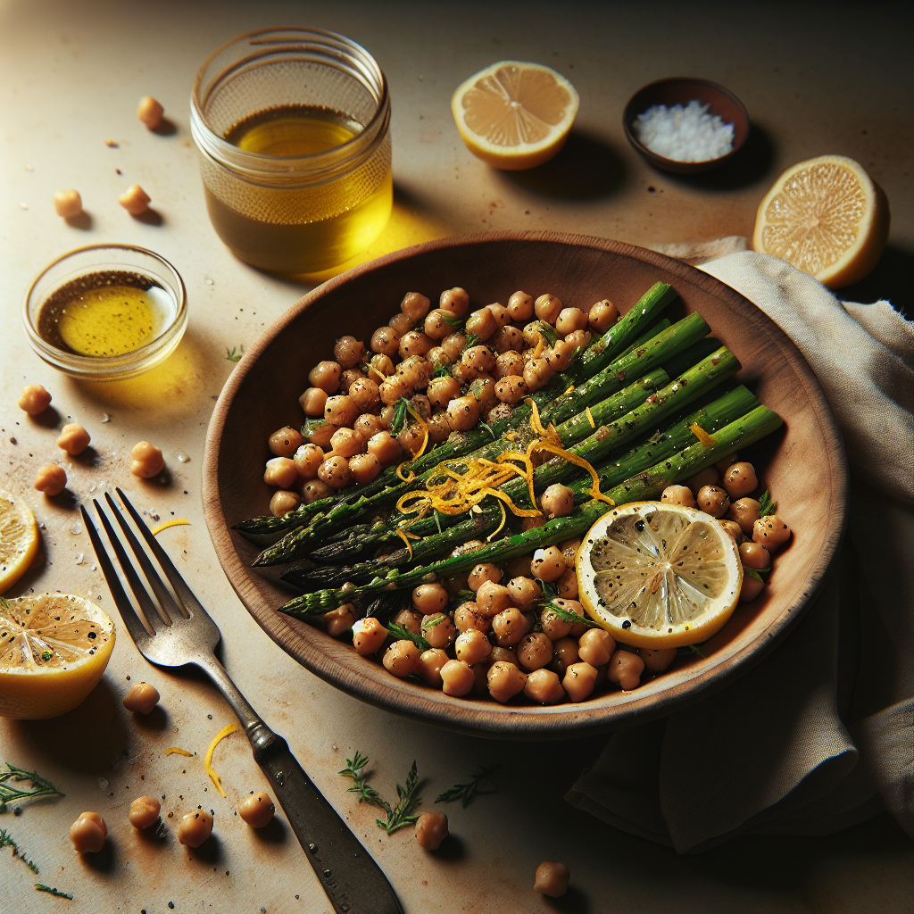 Roasted Chickpea & Charred Asparagus Salad with Lemon-Garlic Vinaigrette