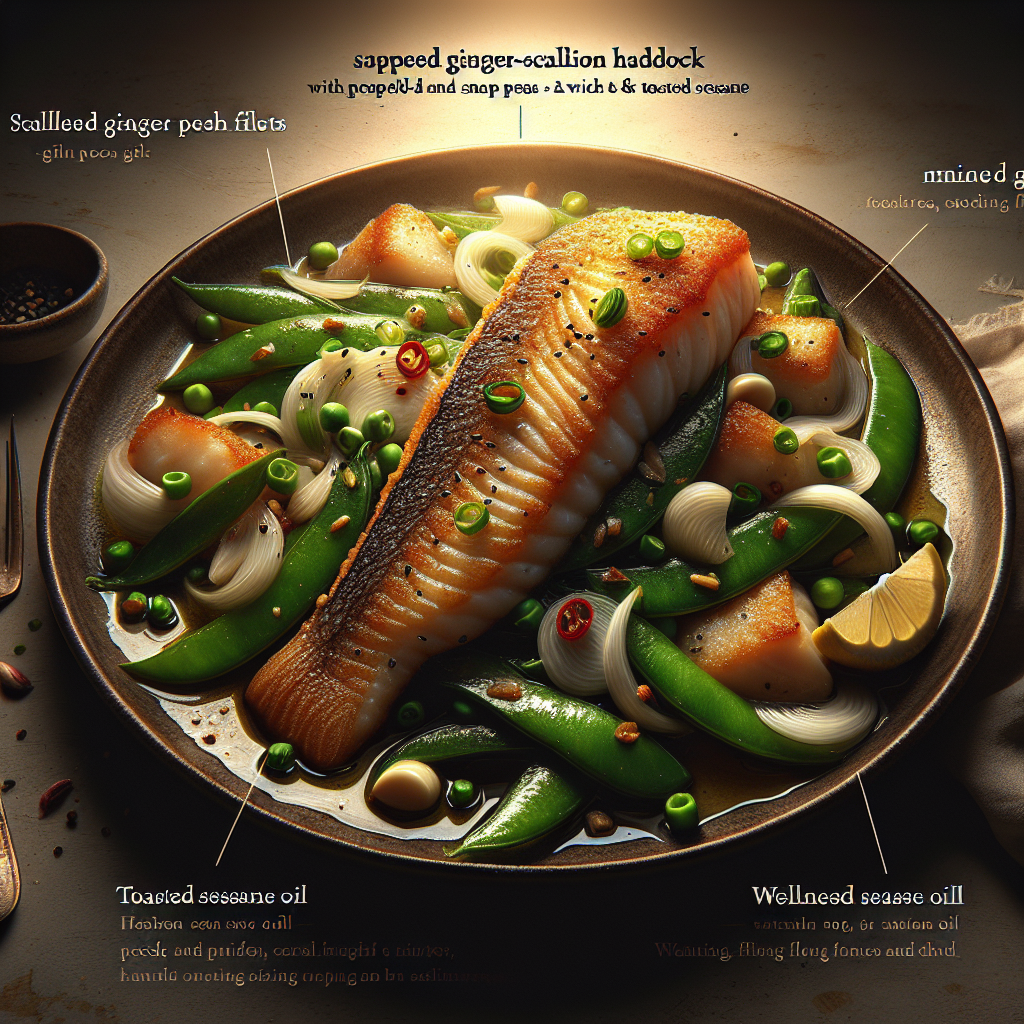 Sauteed Ginger-Scallion Haddock with Snap Peas & Toasted Sesame