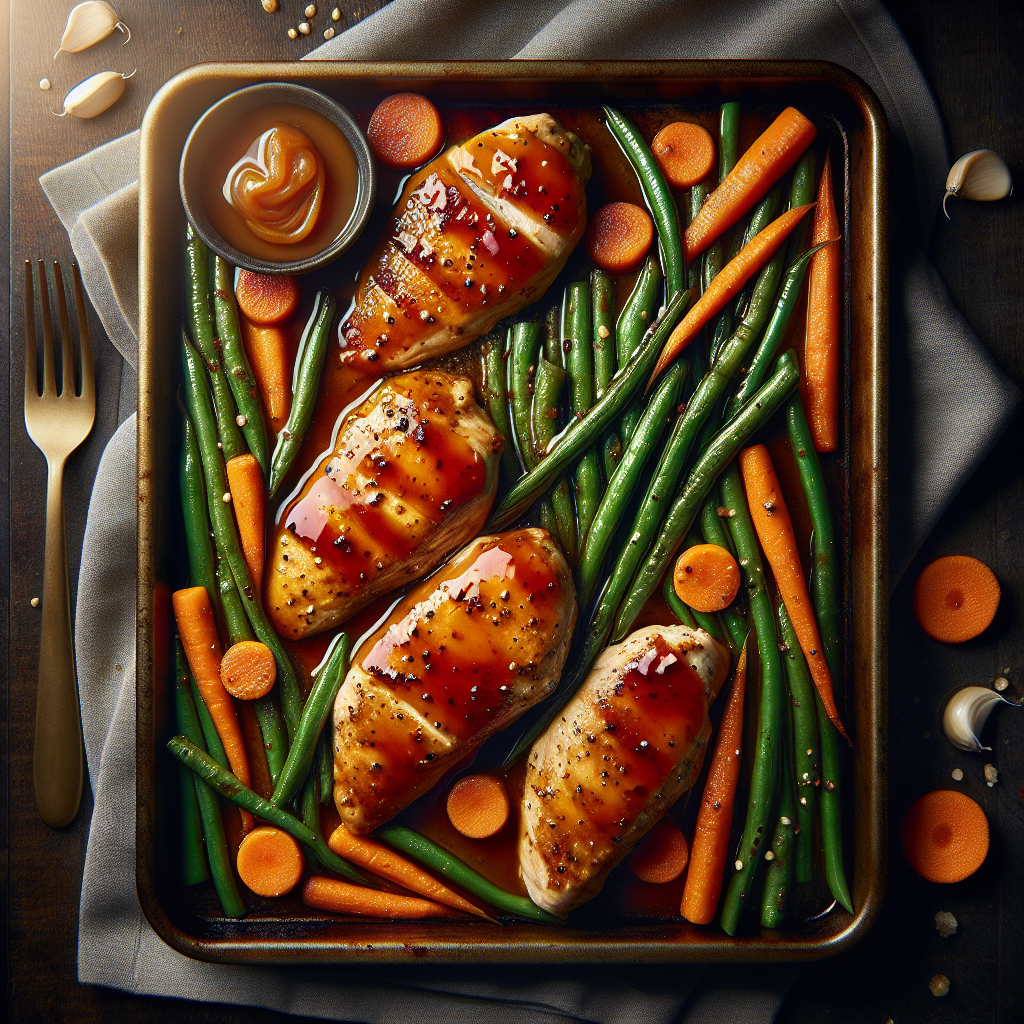 Sheet-Pan Apricot-Glazed Chicken with Roasted Carrots & Green Beans